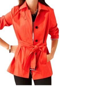 Banana Republic Poppy Red Belted Trench Jacket Women M Lined EXCELLENT